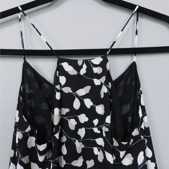 LOFT Black Floral Spaghetti Strap‎ Cami Strappy Tank Top Size L Y2K Minimalist - Picture 11 of 11